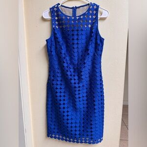Lauren Ralph Lauren Blue Textured Illusion Cocktail Dress – Size 8